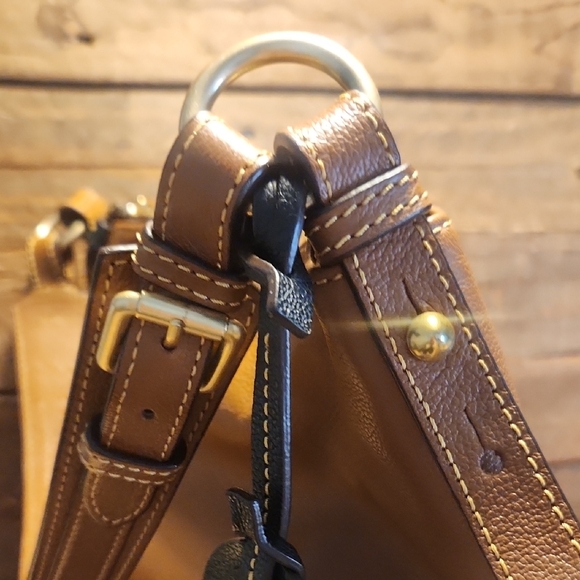 Dooney & Bourke Brown & Black Leather Hobo Bag Needs TLC - Picture 4 of 16